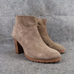 Crown Vintage Shoes Womens 8 Booties Fashion Leather Darcie Stacked Heel Brown